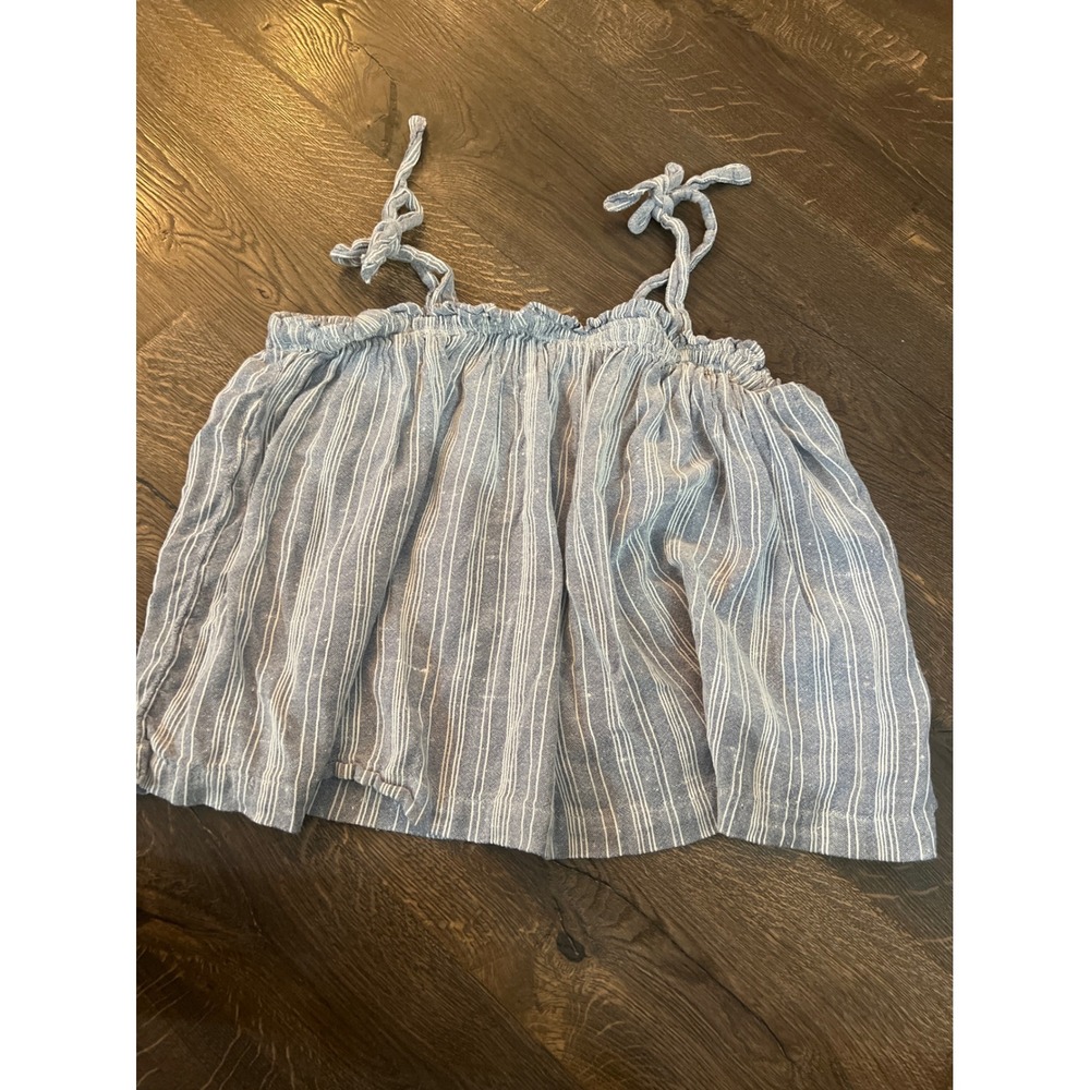 Hollister Blue White Striped Tie Strap Babydoll Cami Top Womens Large Boho